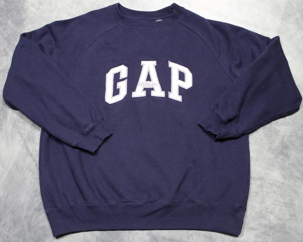 Vintage Gap Sweatshirt Mens Medium Blue Fleece Crewneck Pullover GAP Logo